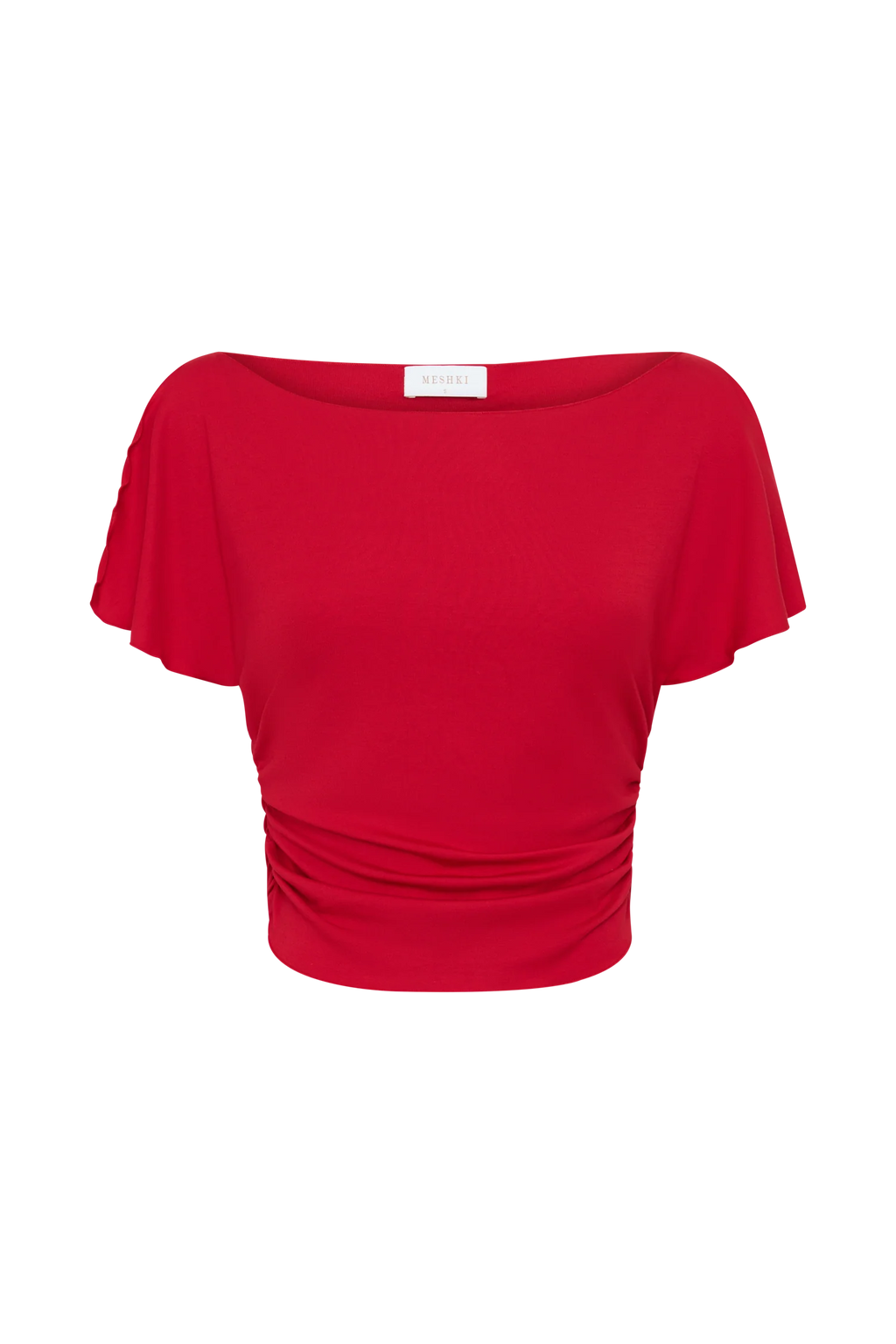 Talise Modal Flounce Short Sleeve Top - Red