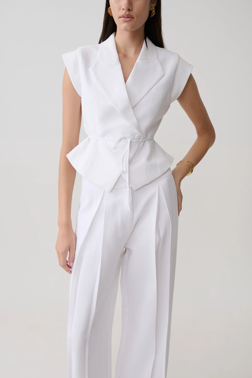 Andina Shortsleeve Linen Top - White