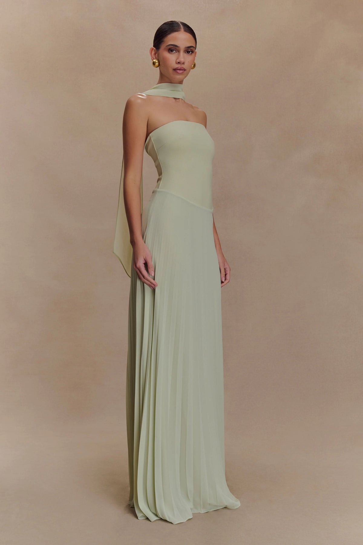 Caira Chiffon Scarf Maxi Dress - Sage