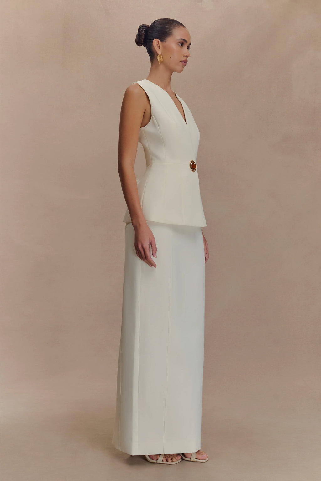 Angelie Suiting Vest Top - Ivory