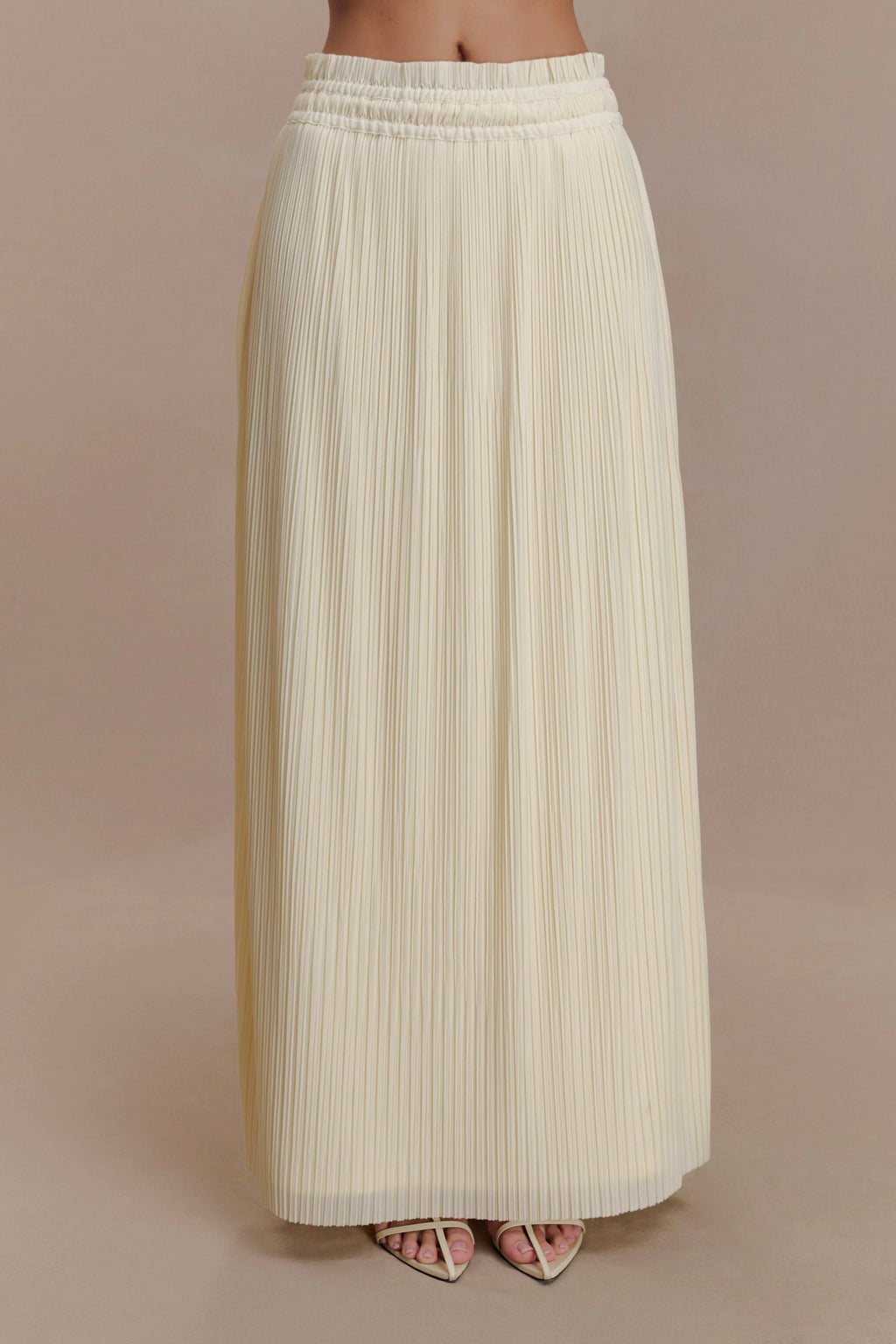 Amaris Gathered Plisse Maxi Skirt - Lemon