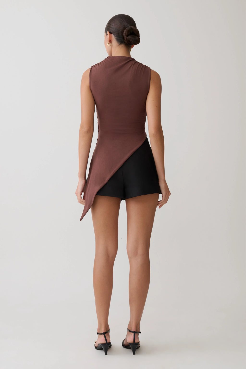 Suong High Neck Gathered Top - Mocha