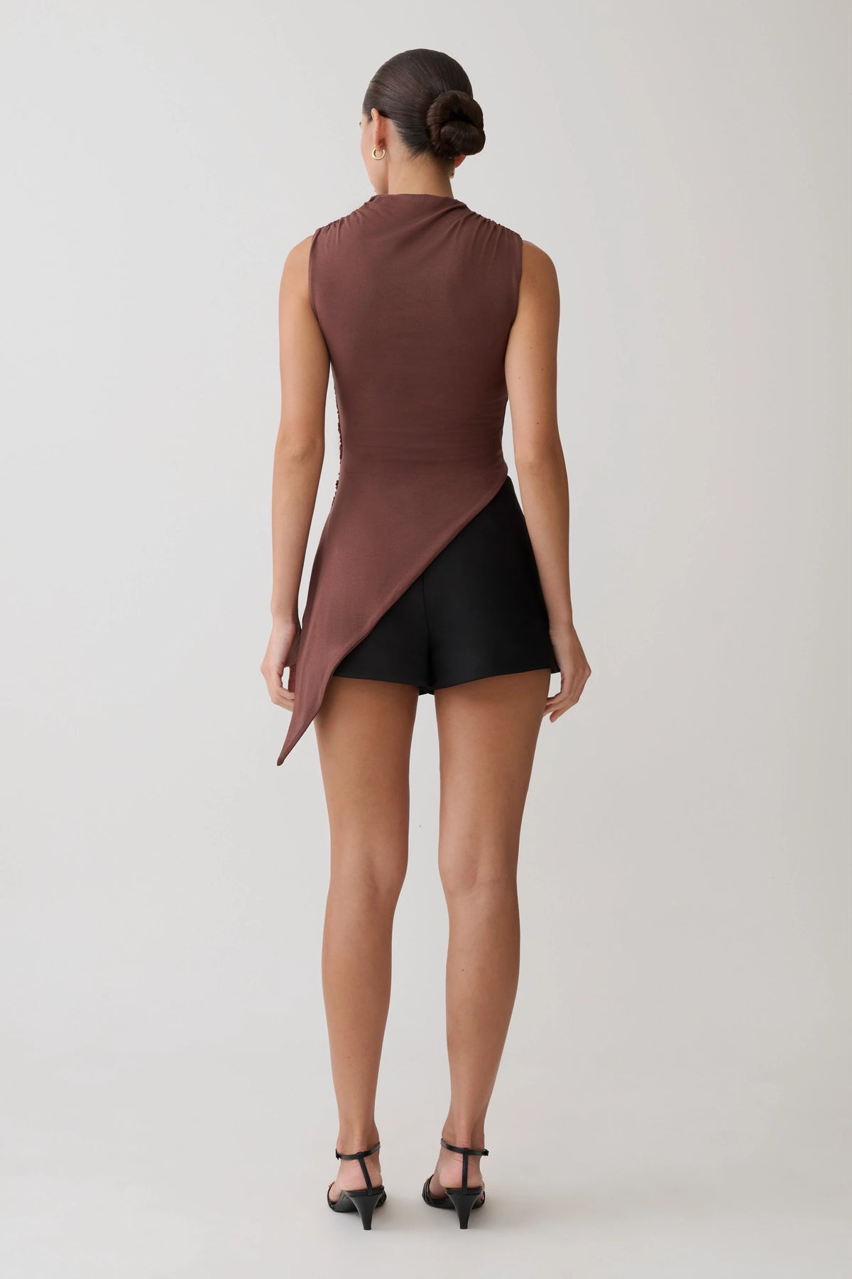 Suong High Neck Gathered Top - Mocha