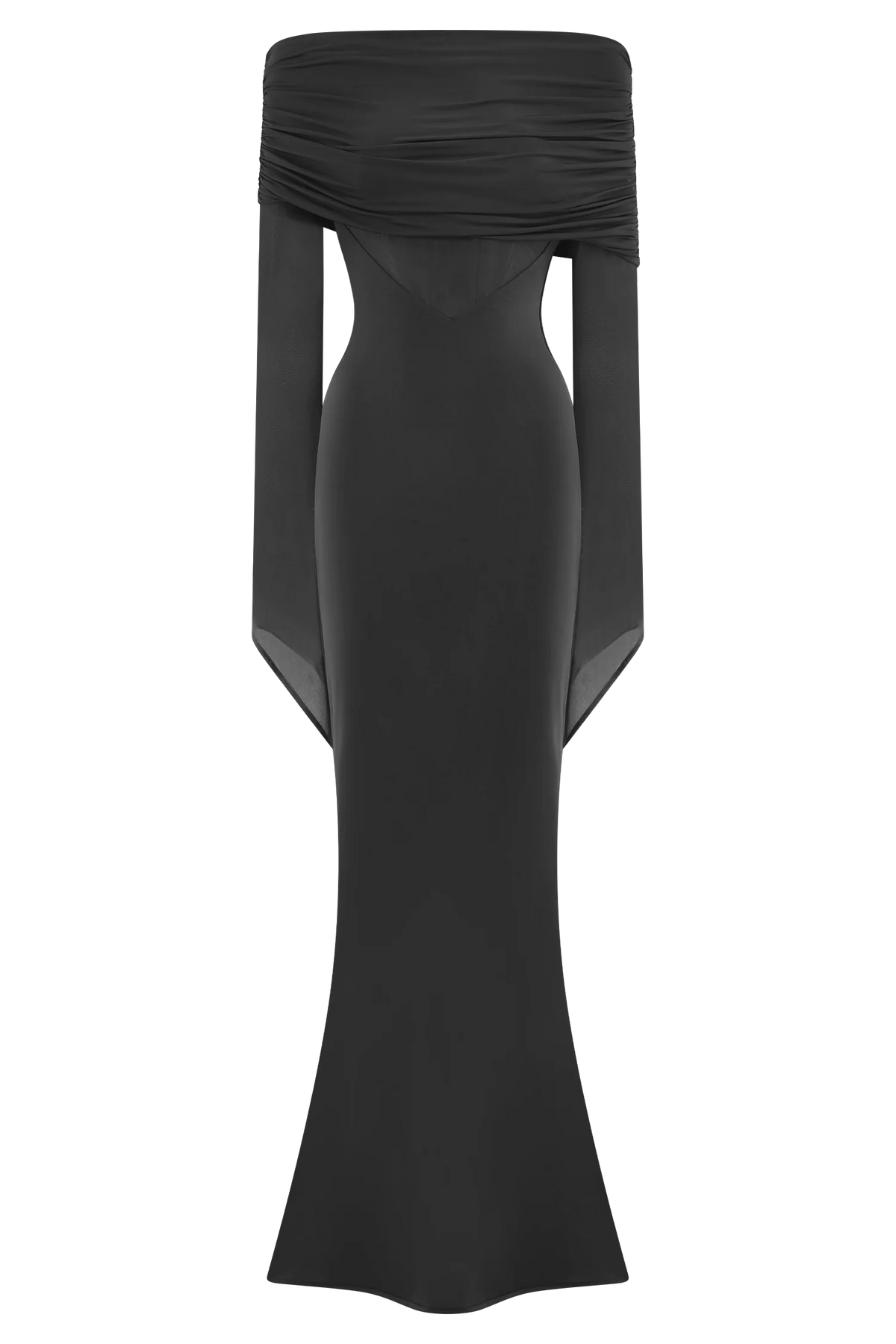 Kaitlin One Shoulder Slinky And Mesh Maxi Dress - Black