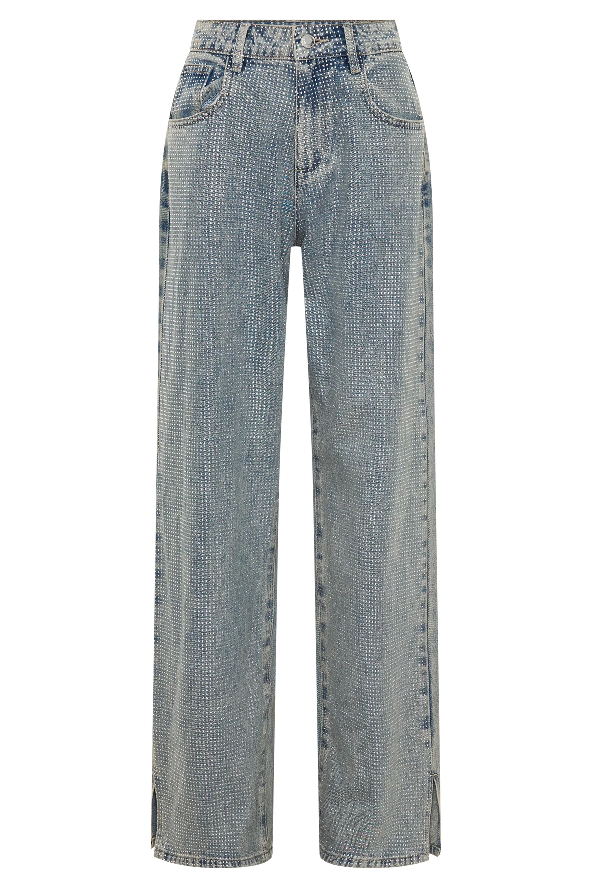 Tyla Diamante Denim Jeans - Blue/Green