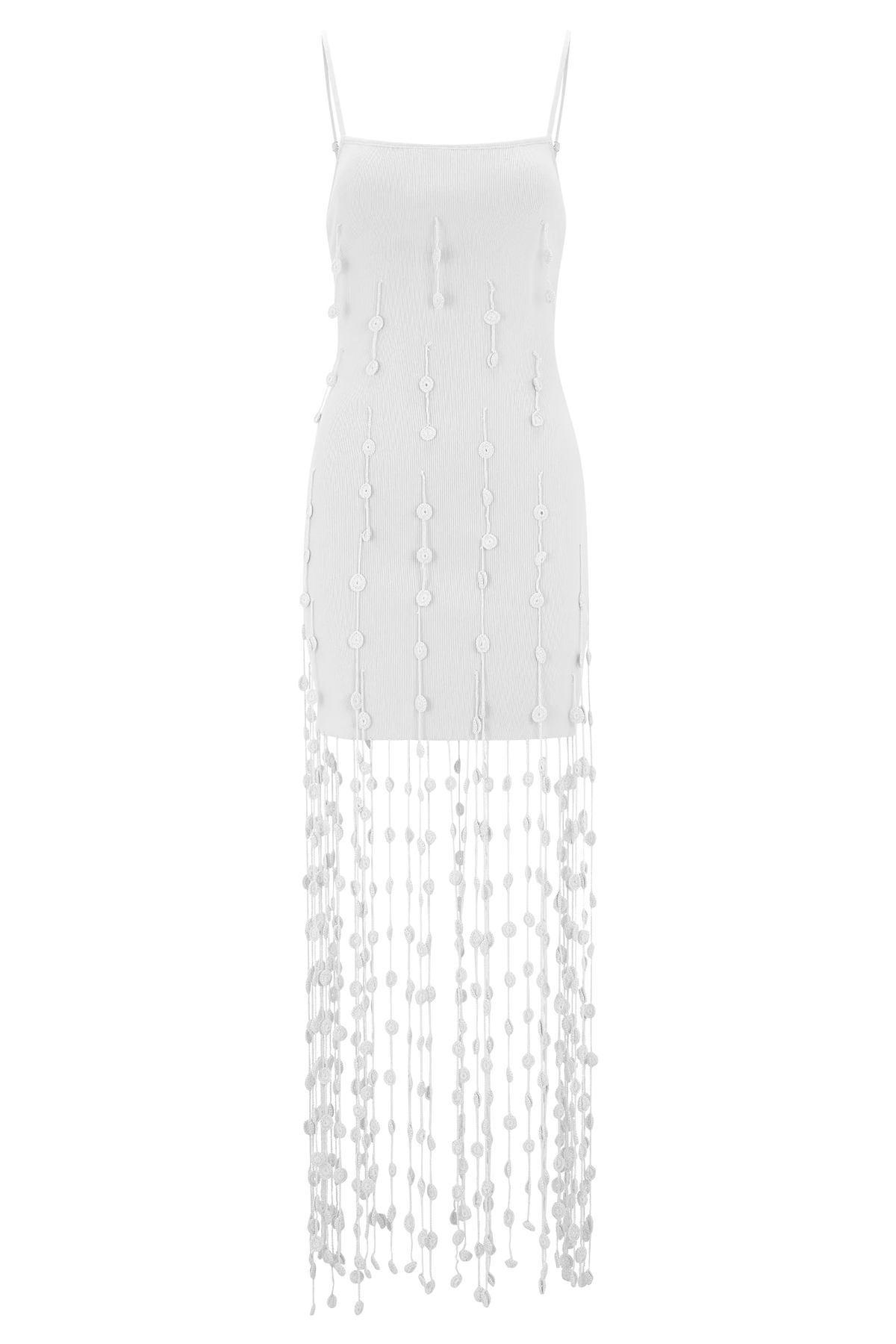 Tove Hand Knit Flower Mini Dress - White