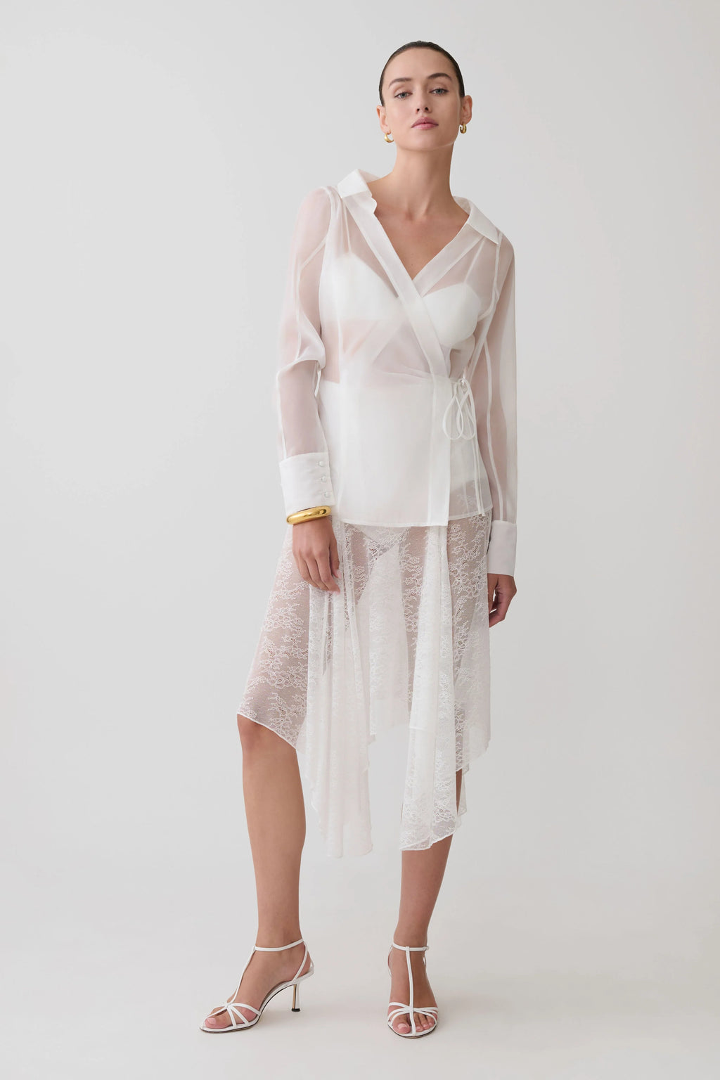 Haime Lace Hankie Midi Skirt - Ivory