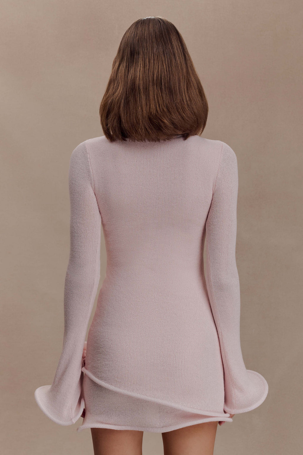 Samira Knit Long Sleeve Mini Dress - Misty Rose
