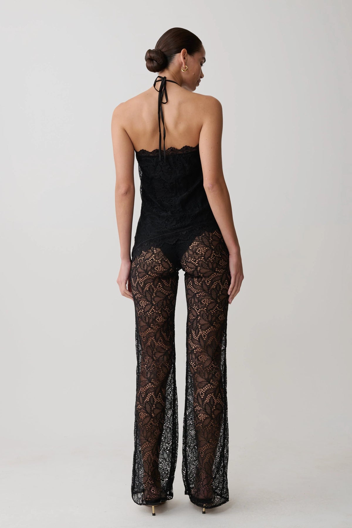 Theodosia Wide Leg Lace Pants - Black