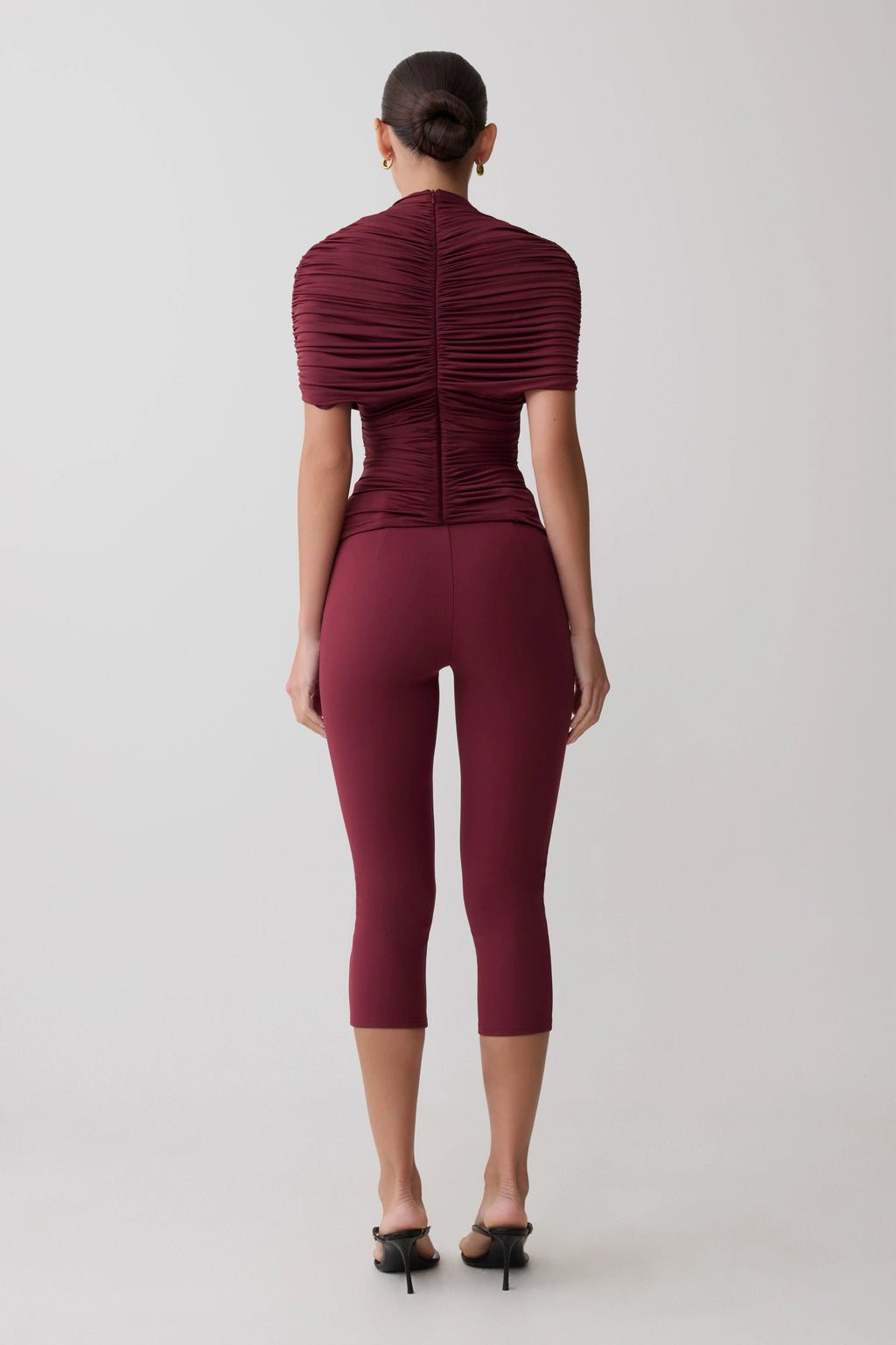 Blanca Stretch Crepe Capri Pants - Mahogany