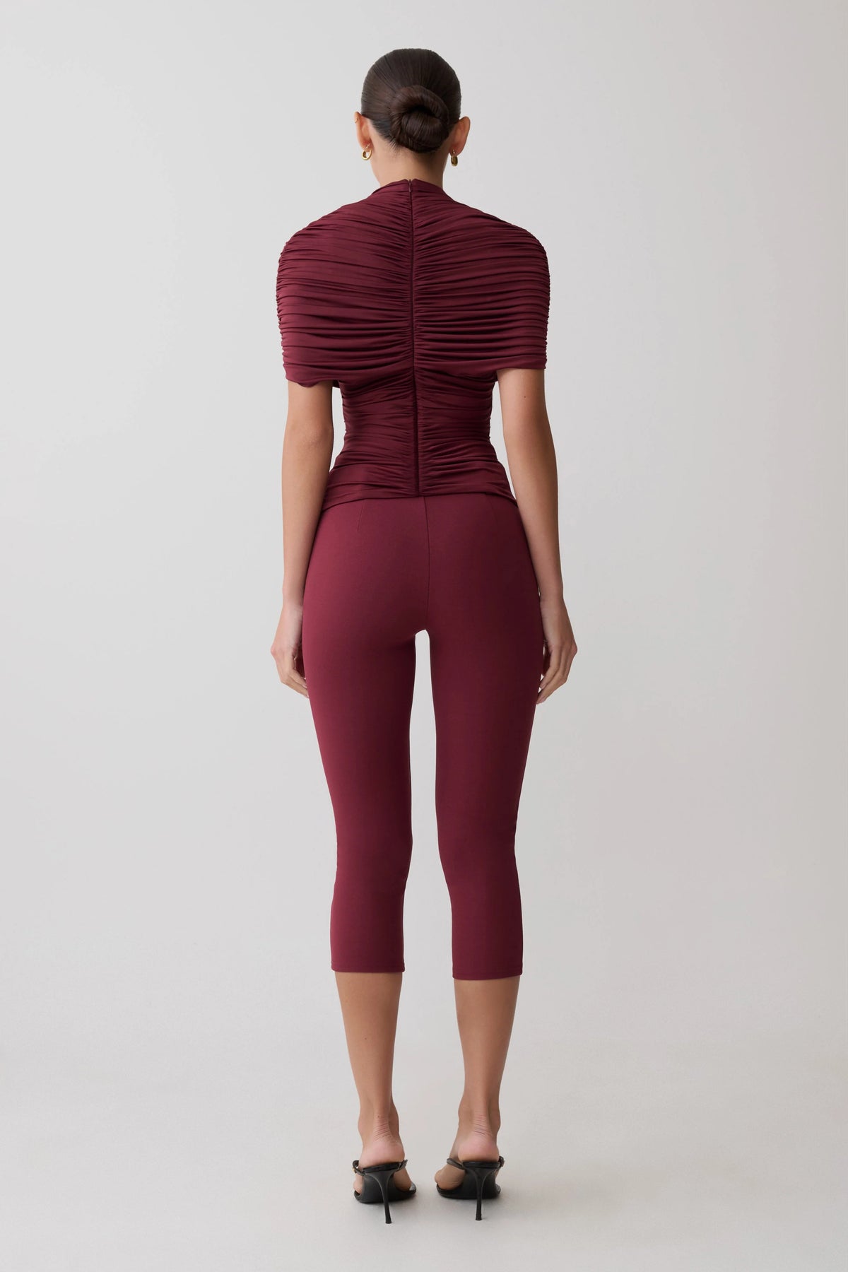 Blanca Stretch Crepe Capri Pants - Mahogany