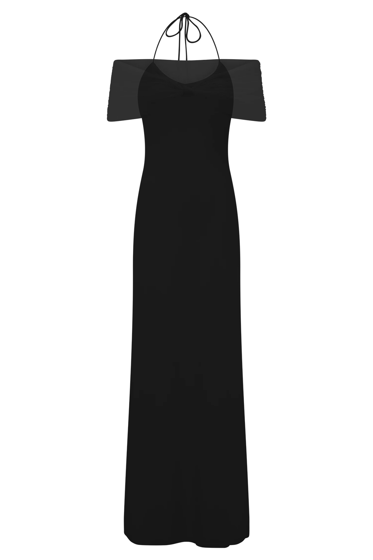 Bernadina Mesh And Slinky Halter Maxi Dress - Black