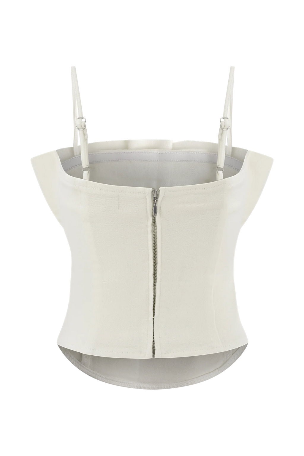 Cecilia Denim Frill Corset - White