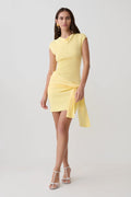 Freida Knit Mini Dress With Sash - Lemon