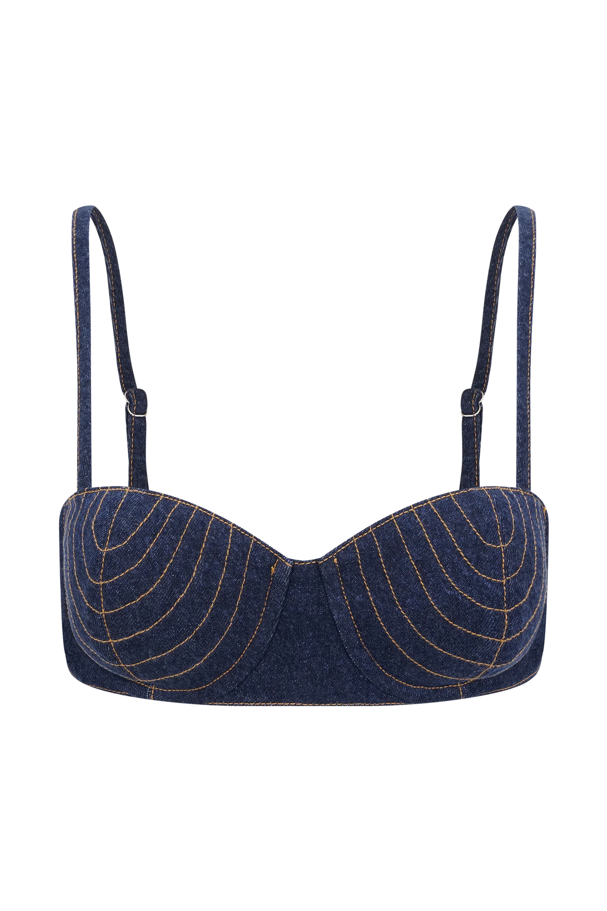 Belle Denim Cropped Bralette - Indigo Blue