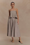 Mae A-Line Midi Skirt - Pebble Brown