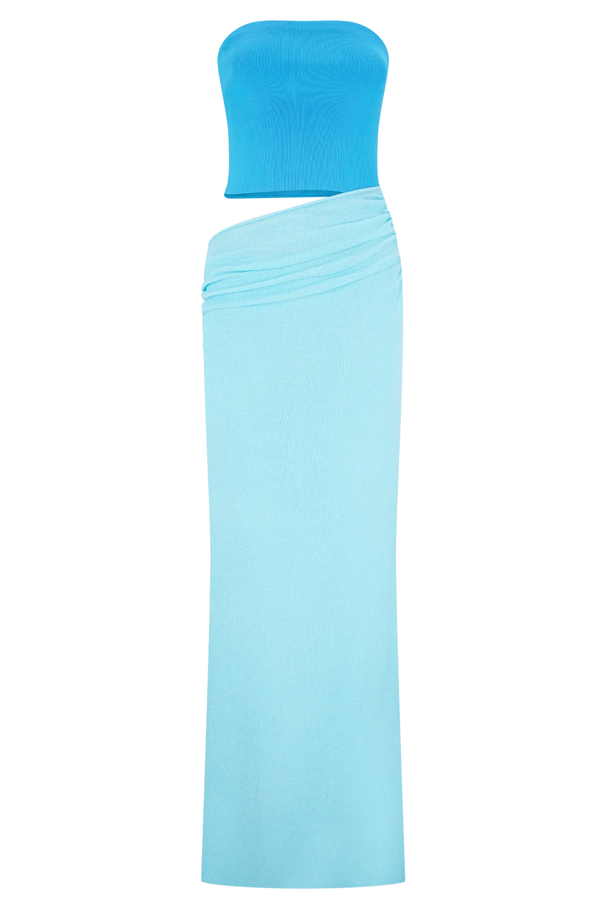 Jasiel Strapless Knit Maxi Dress - Cyan Blue