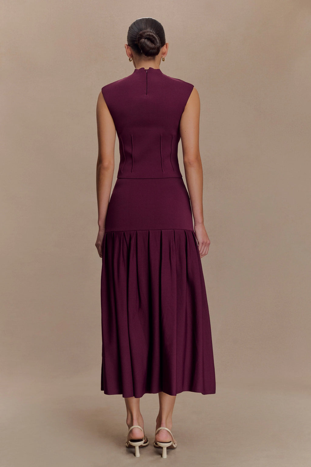 Romaine Bandage Knit Midi Skirt - Wine