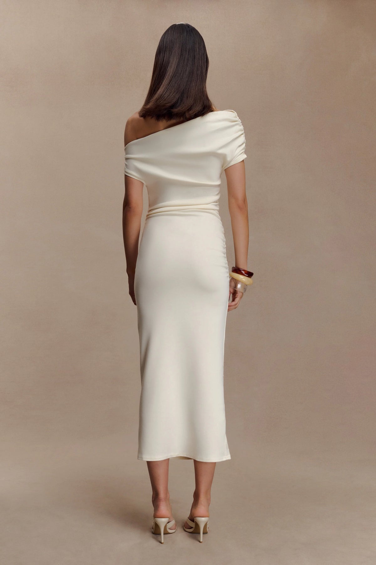 Kendra Scuba Jersey Midi Dress With Hardware - Ivory