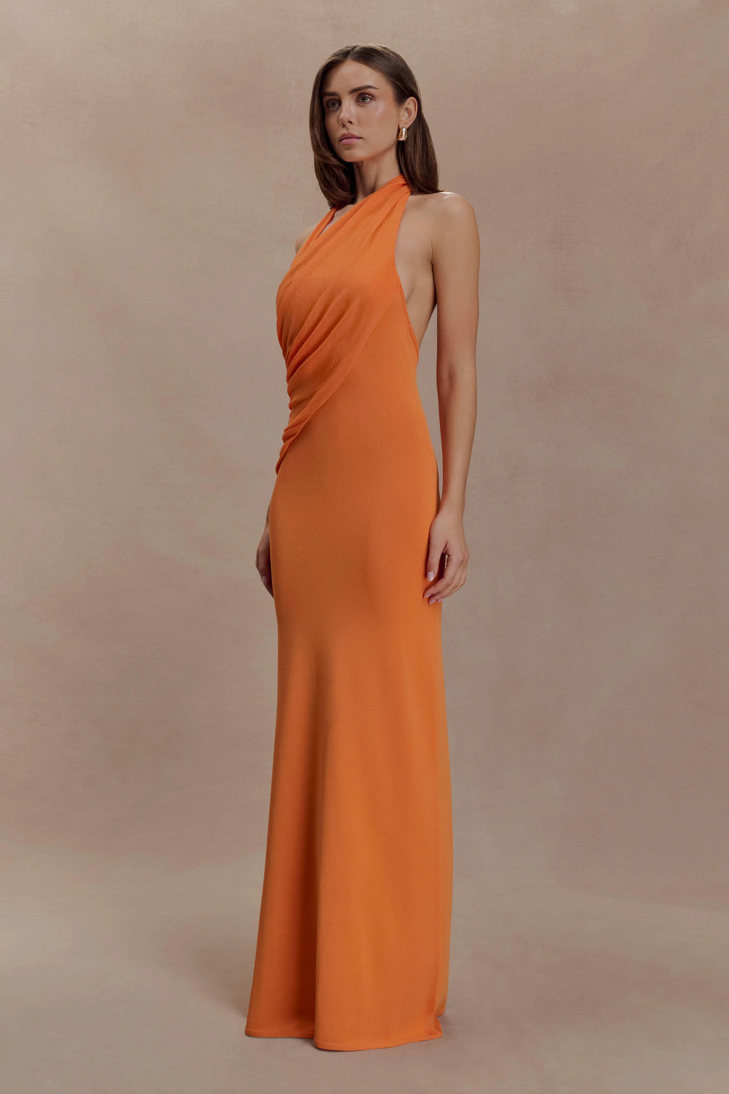 Elma Halter Knit Maxi Dress - Orange