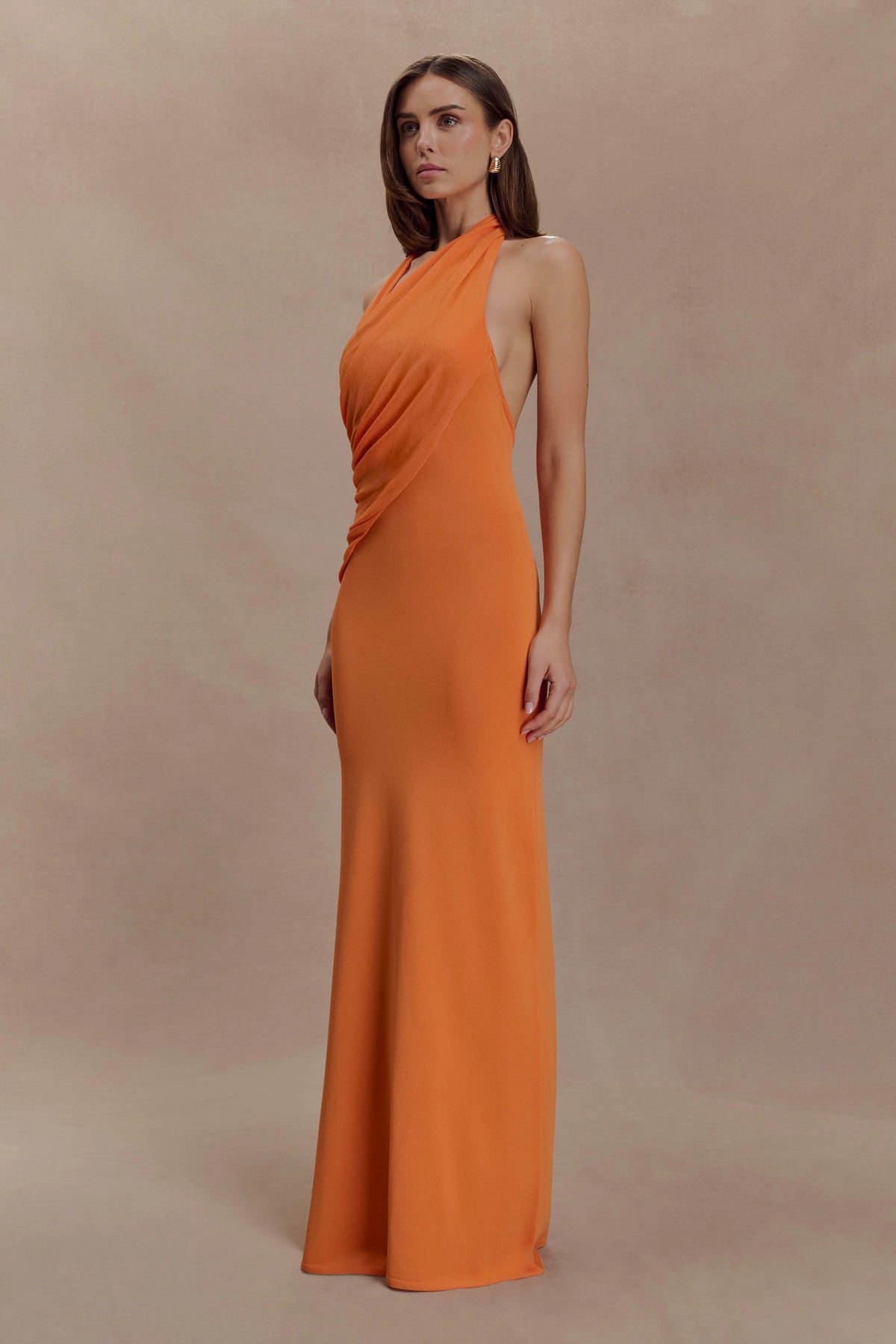 Elma Halter Knit Maxi Dress - Orange