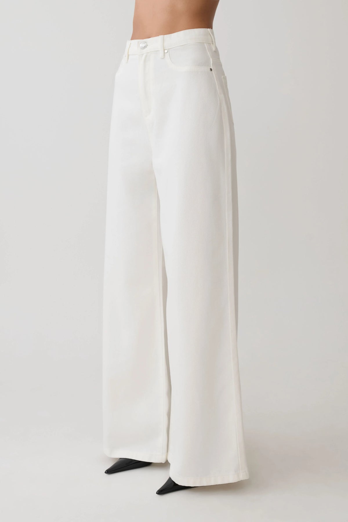 Shae Wide Leg Denim Jeans - White
