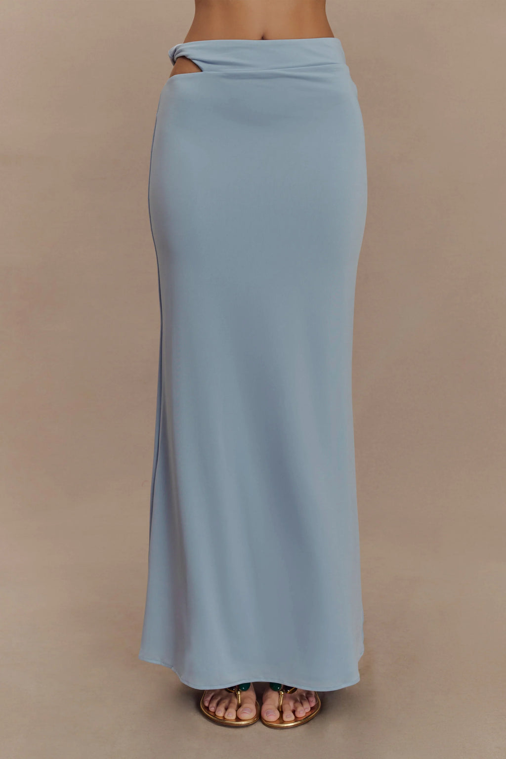 Haven Slinky Twist Midi Skirt - Pale Blue