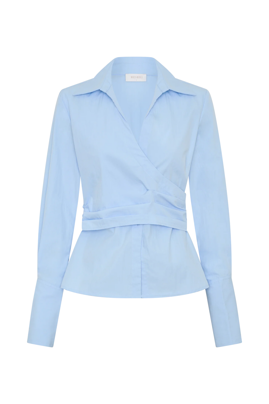 Eugenia Wrap Cotton Shirt - Blue