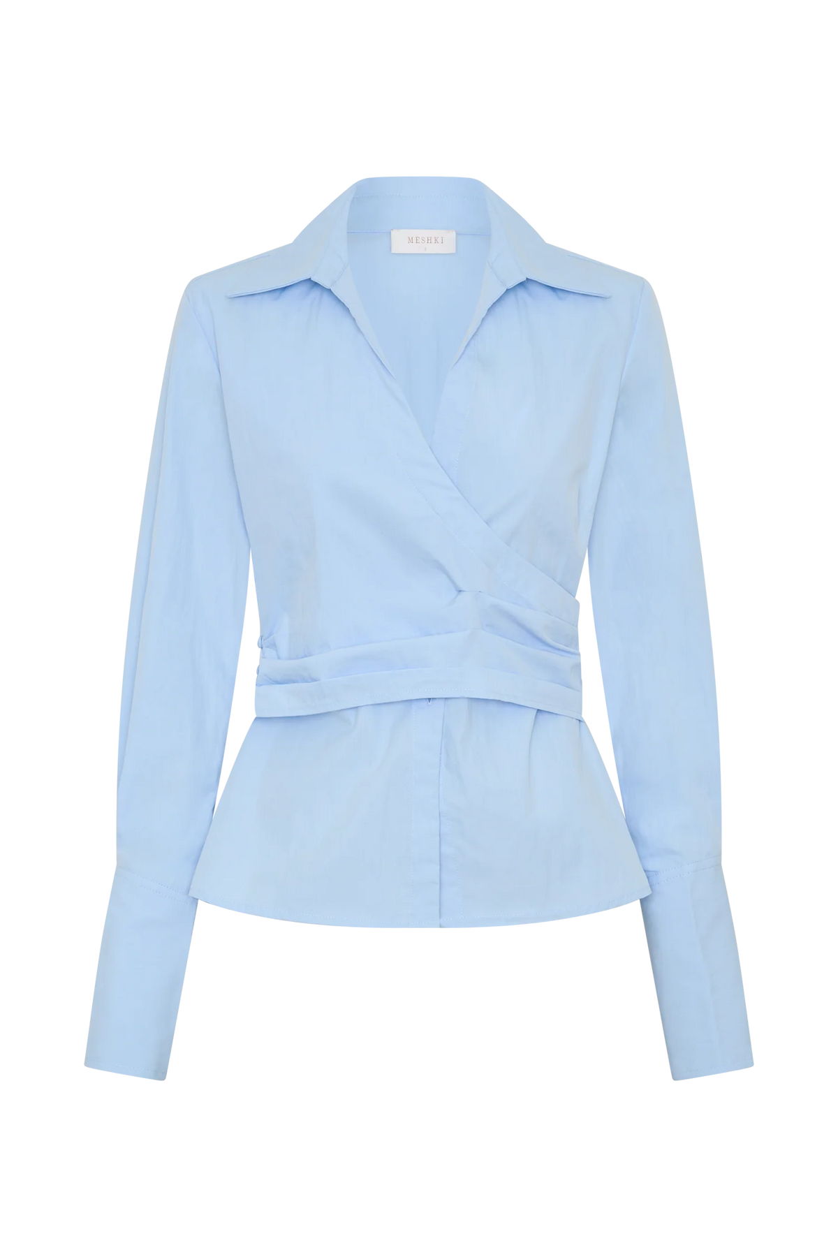 Eugenia Wrap Cotton Shirt - Blue