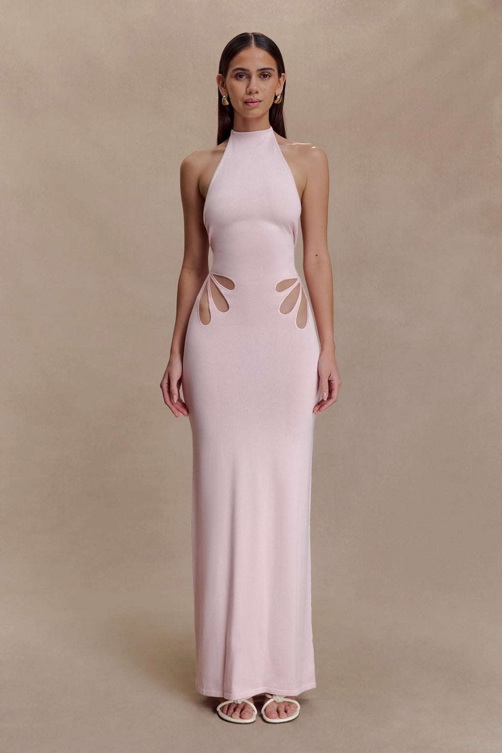 Brock Knit Halter Maxi Dress - Baby Pink