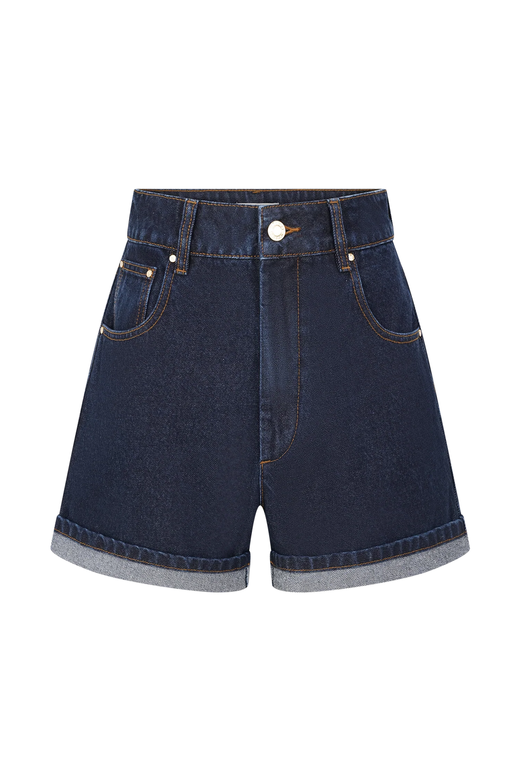 Carlene Cuffed Denim Shorts - Indigo Blue