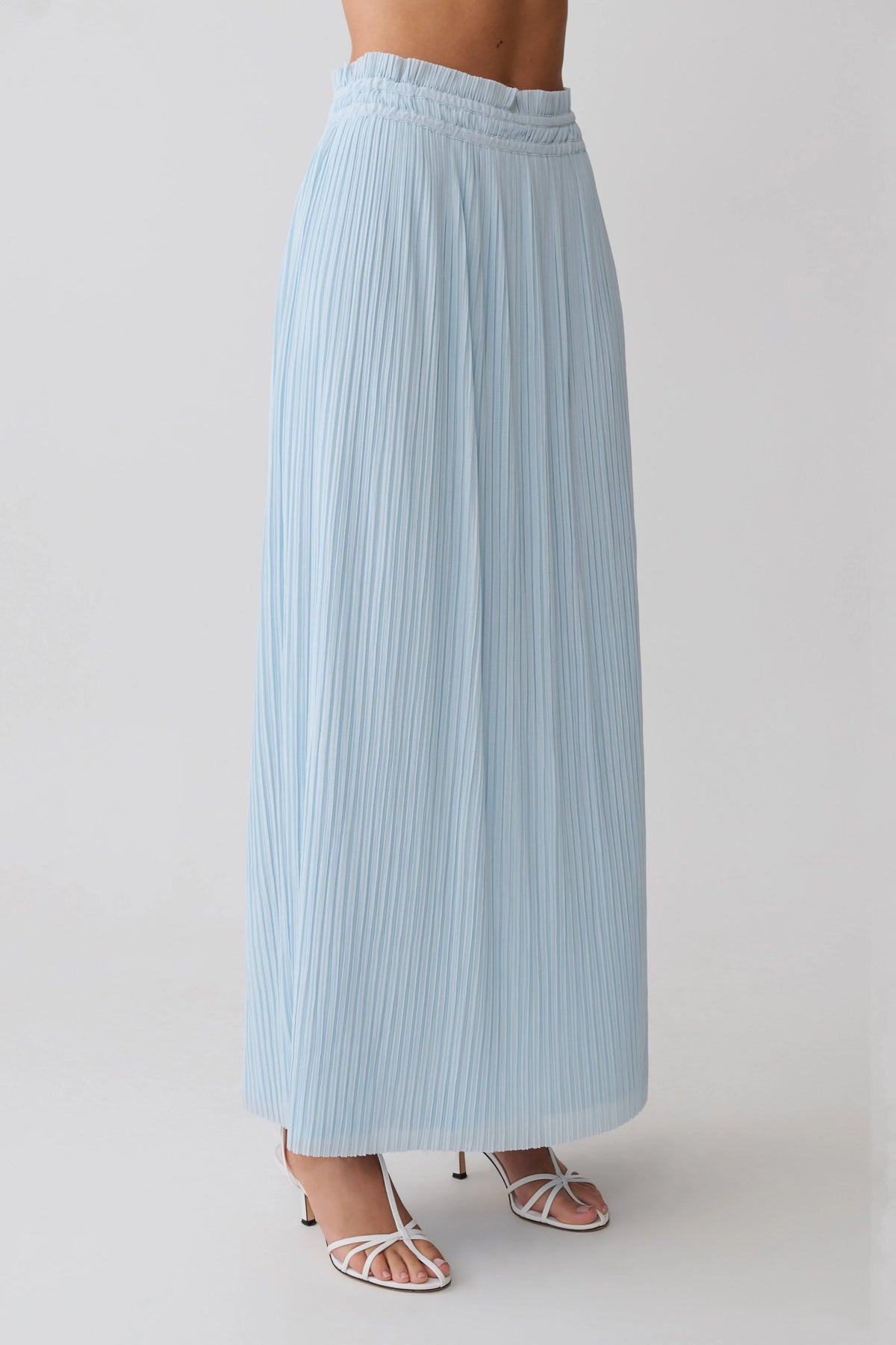 Amaris Gathered Plisse Maxi Skirt - Pale Blue