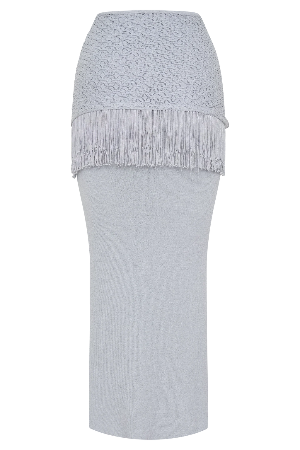 Jaytee Knit Maxi Skirt With Fringe Tie - Sky Blue