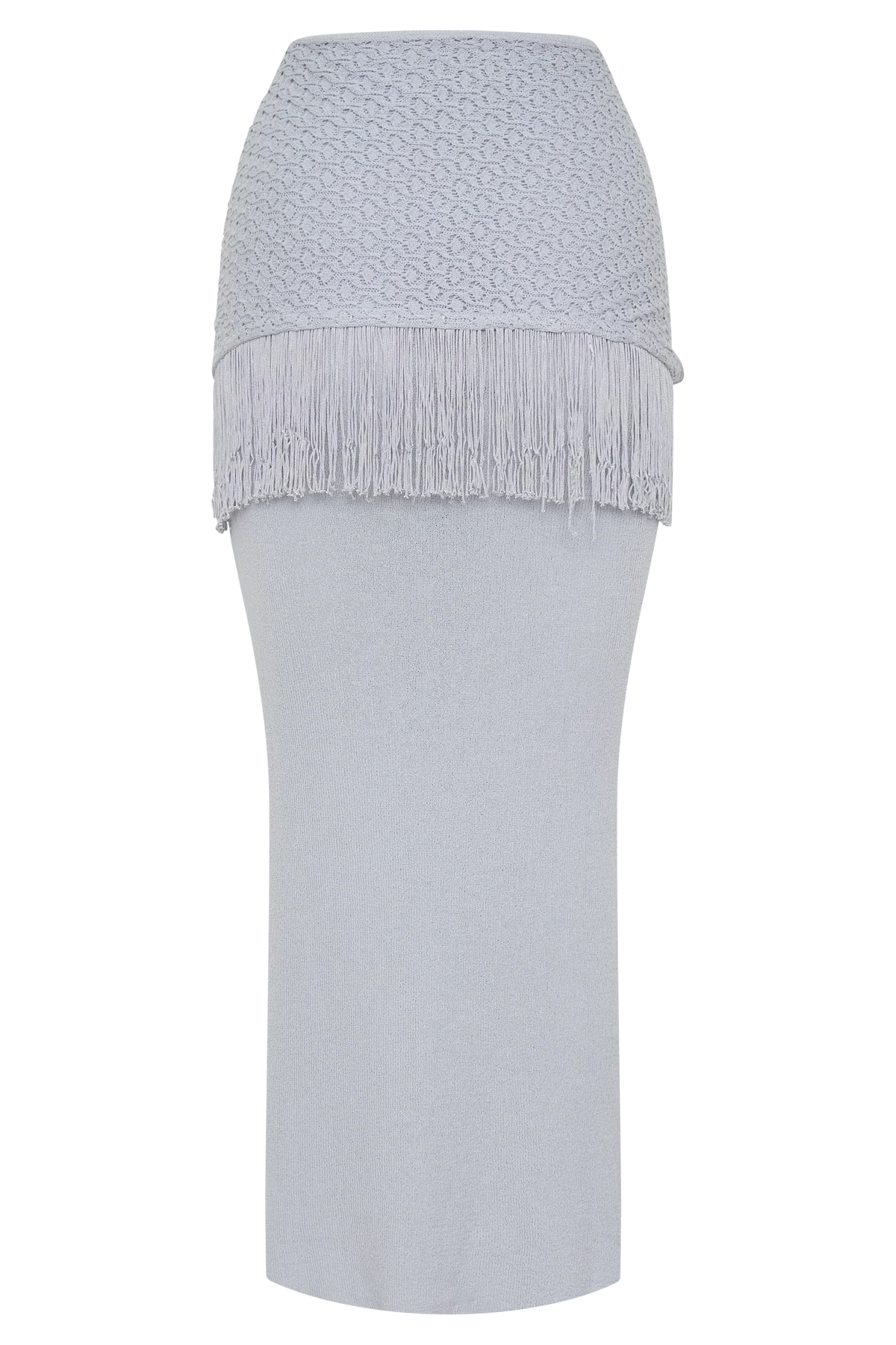 Jaytee Knit Maxi Skirt With Fringe Tie - Sky Blue