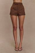 Sally Faux Suede Short - Milk Chocolate