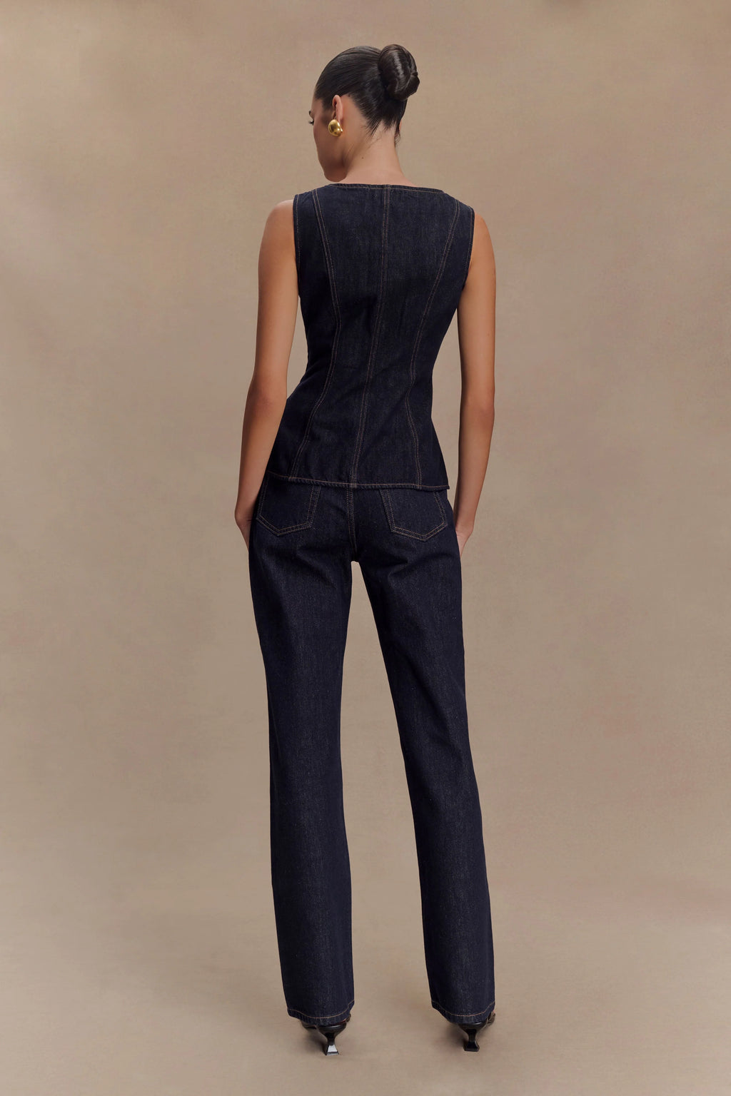 Janine High Waisted Straight Leg Jeans - Washed Indigo Blue