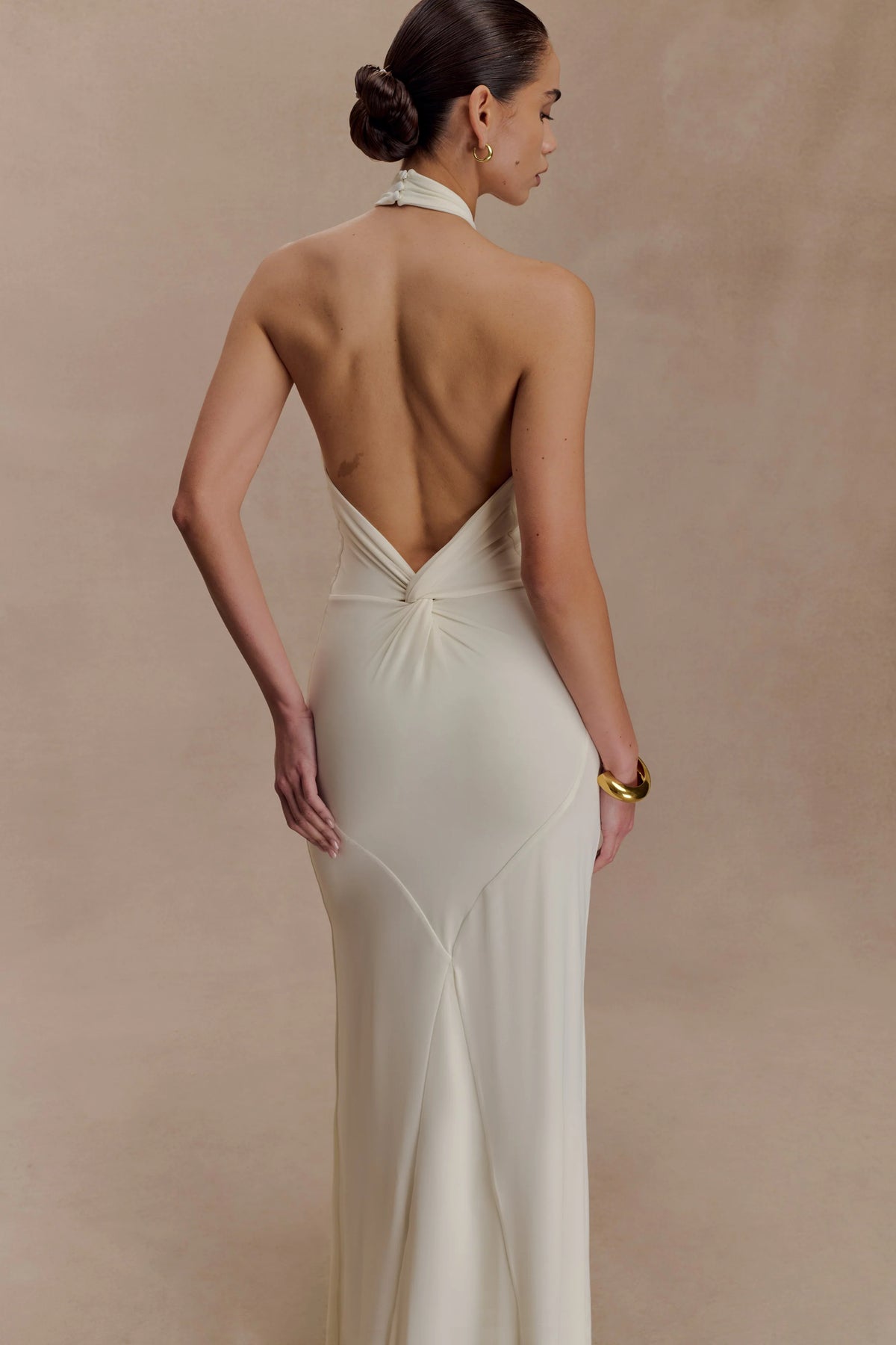 Elyna Slinky Halter Maxi Dress - Ivory