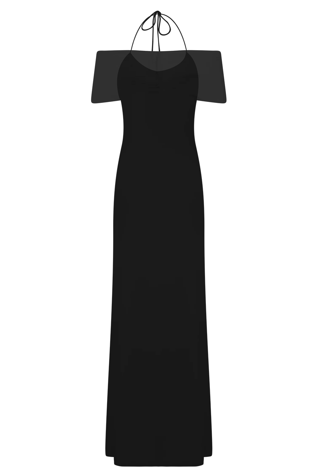Bernadina Mesh And Slinky Halter Maxi Dress - Black