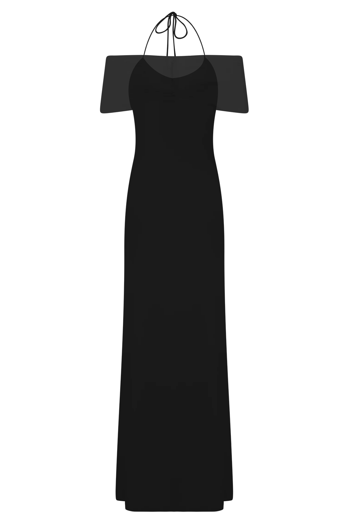 Bernadina Mesh And Slinky Halter Maxi Dress - Black