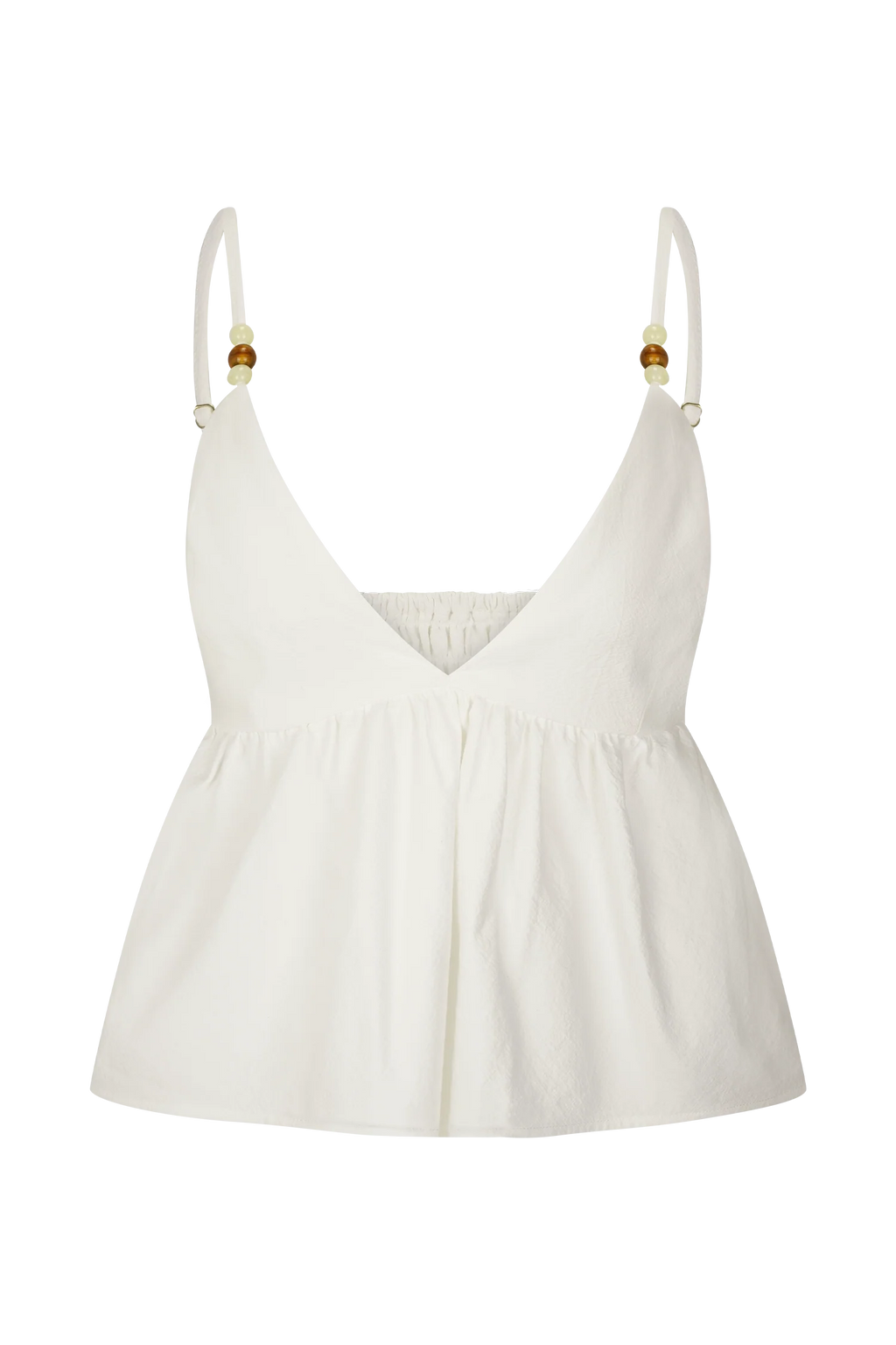 Janayia Cotton Beaded Top - White