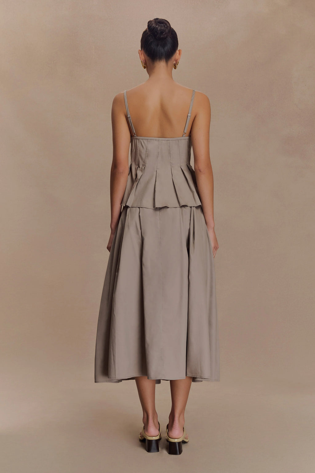 Mae A-Line Midi Skirt - Pebble Brown