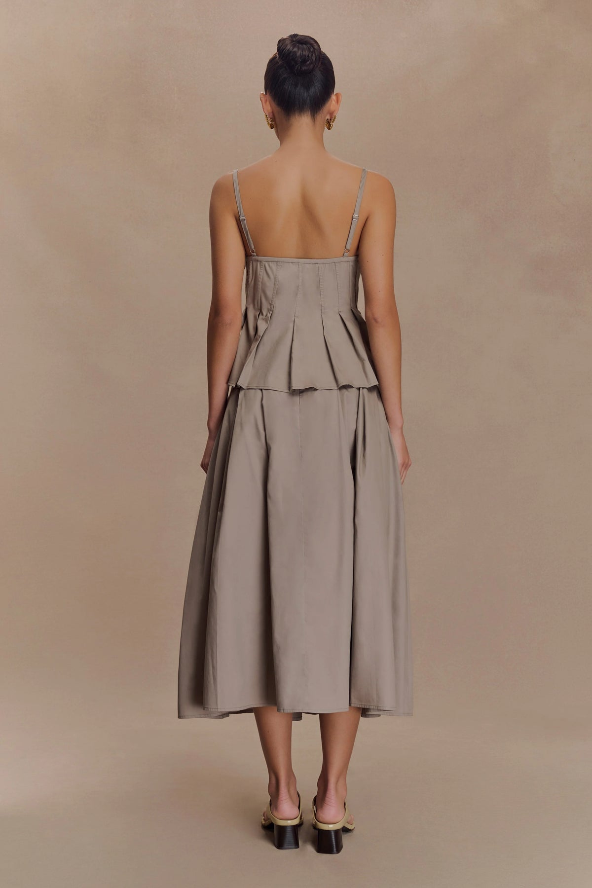 Mae A-Line Midi Skirt - Pebble Brown