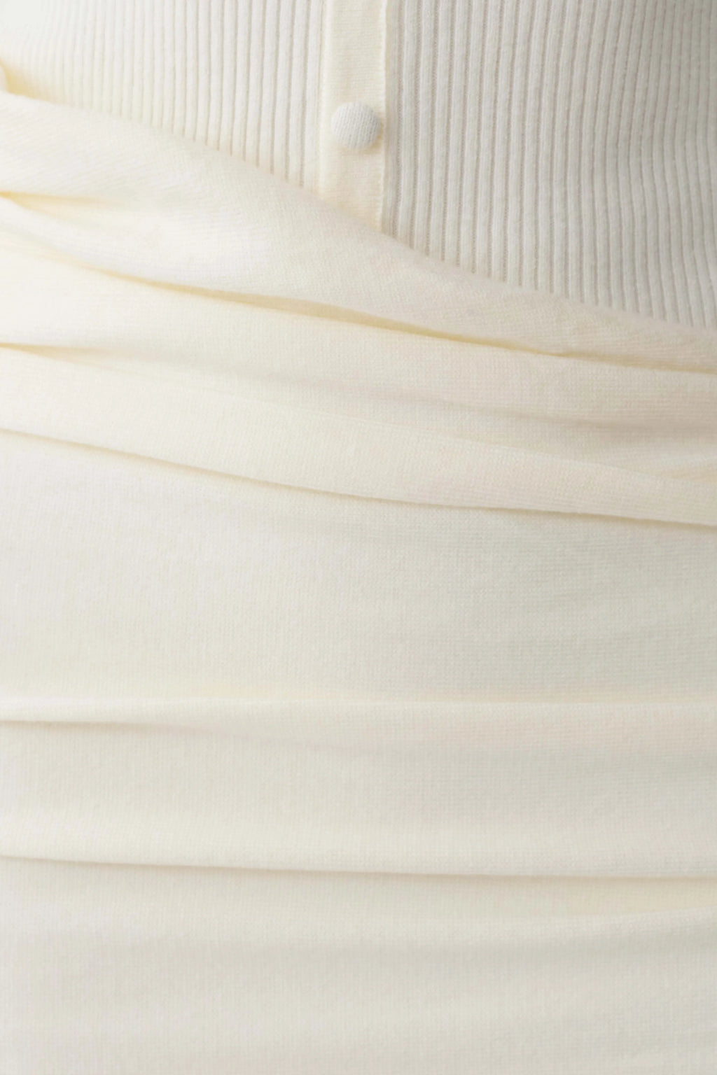 Agness Long Sleeve Button Up Knit Dress - Ivory