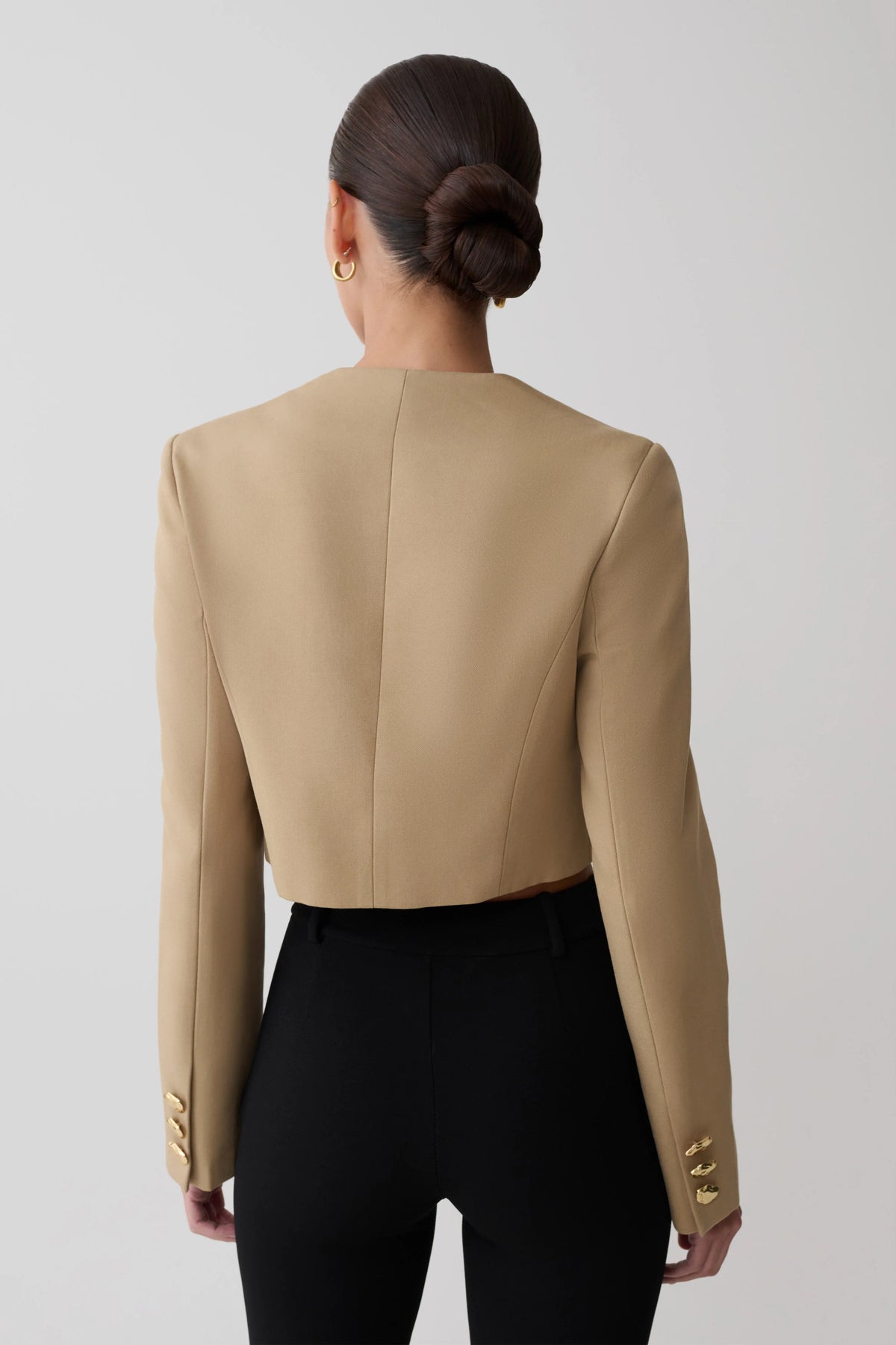 Marielle Button Up Cropped Jacket - Taupe