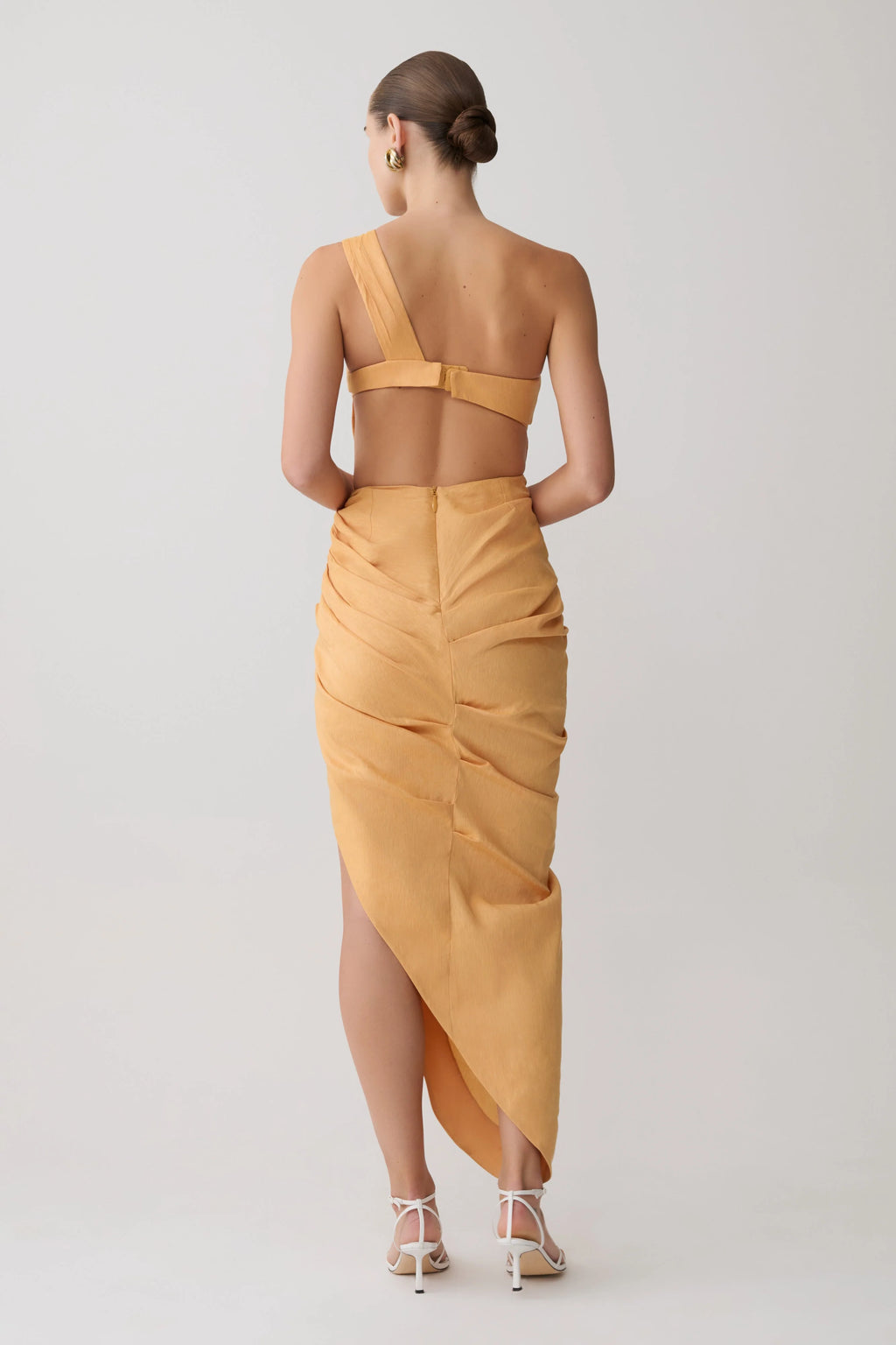 Birgit Linen Midi Dress With Hardware - Deep Peach