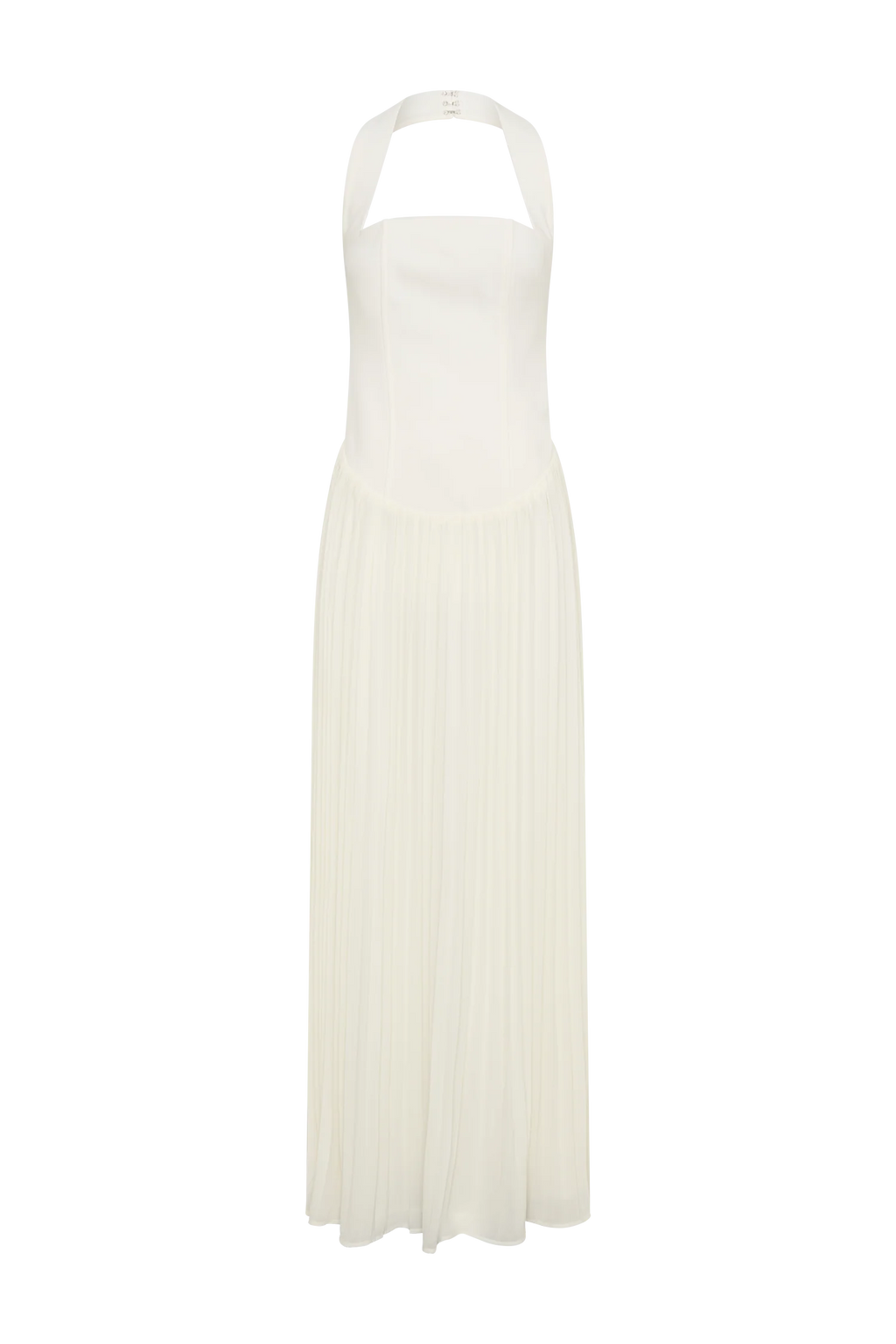 Stacie Pleated Halter Maxi Dress - Ivory