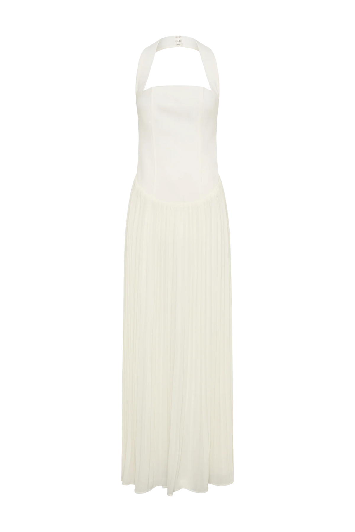 Stacie Pleated Halter Maxi Dress - Ivory
