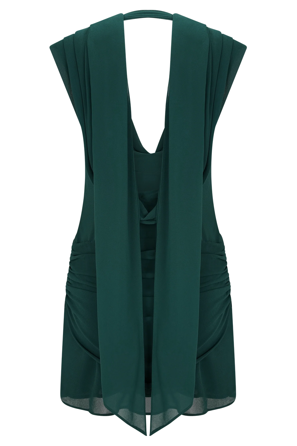 Giulia Chiffon Draped Mini Dress - Dark Emerald