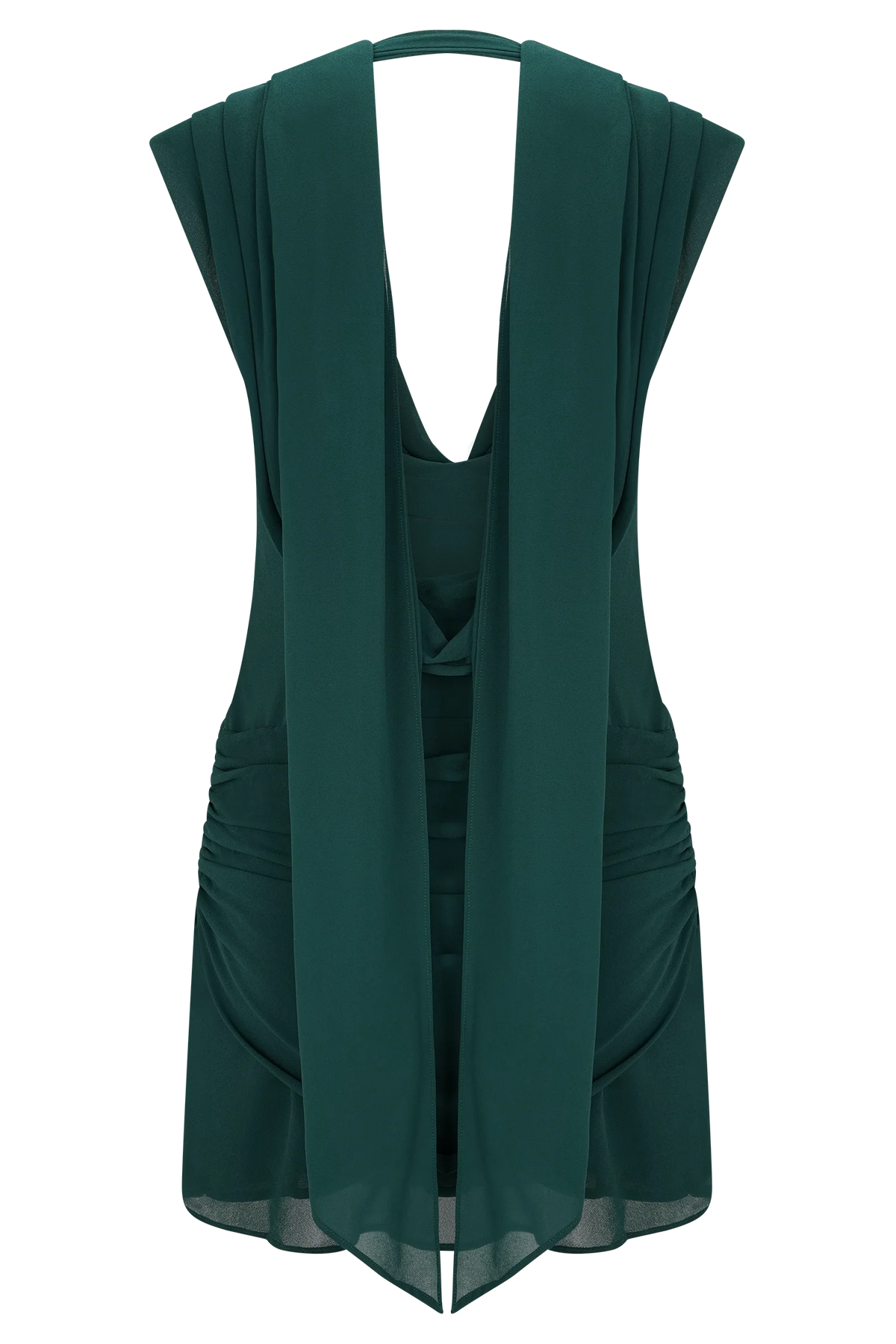 Giulia Chiffon Draped Mini Dress - Dark Emerald