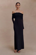 Josie Off Shoulder Mesh Maxi Dress - Black